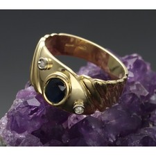 ANELLO CON ZAFFIRO  E BRILLANTI IN ORO 750/1000