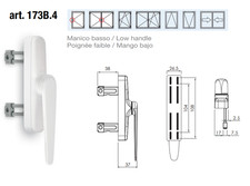 Cremonese Maniglia c/ manico basso apertura esterna interna anta finestra 173B.4