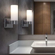 Lampada da bagno lampada da parete lampada da corridoio LED nichel opaco vetro opale soggiorno IP44