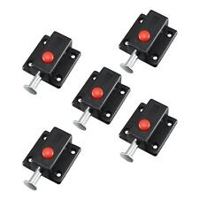 Serratura a Bullone per Porta, 2" Chiusura a Barilotto Scorrevole in Plastica con Pulsante Interruttore 5 Pezzi (Nero)