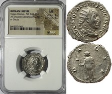 NGC: Traiano Decio - Dacia / moneta romana AR doppio denario / NGC MS 3/5 4/5