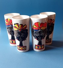4 tazze  bicchieri in ceramica anni '60 dipinto a mano
