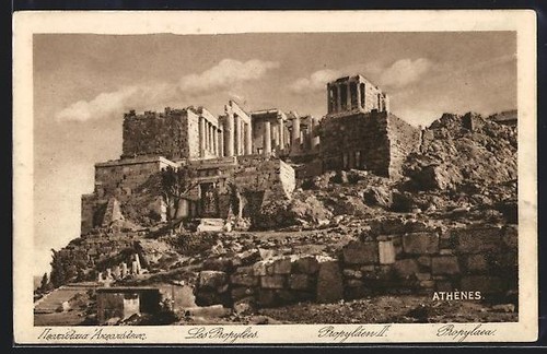 Athènes propilei cartolina - athènes,, propilei,