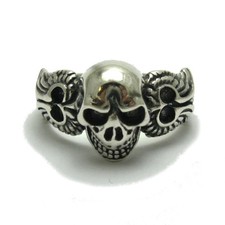 Handgefertigter 925er Silberring – Totenkopf mit Engelsflügeln – Gothic