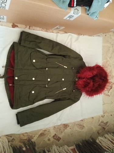 Parka verde bordeaux con zip - parka,