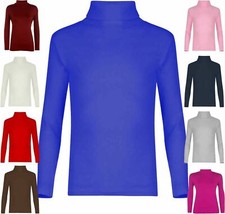 MAGLIONE MAGLIETTA POLO COLLO ALTO MANICA LUNGA TINTA UNITA BASIC ROLL RAGAZZA RAGAZZI BAMBINI