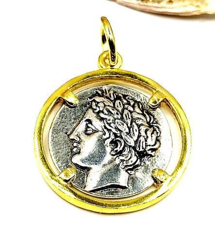 Ciondolo moneta apollo dio - ciondolo,