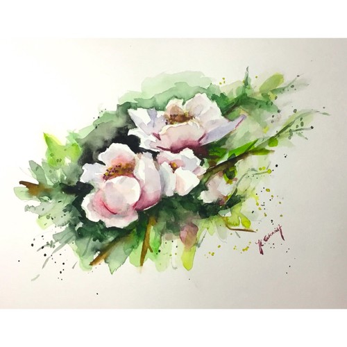 Fiori acquerello - fiori, rosa