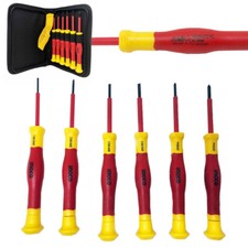 Set 6 pz Cacciaviti isolati elettricista di precisione 1000v in astuccio Ingco