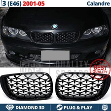 GRIGLIE Anteriori PER BMW Serie 3 E46 RESTYLING Mascherine Nero Lucido Diamond