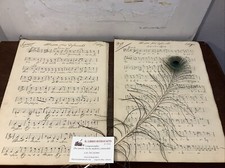 Coppia Spartito manoscritto pro defunctis per soprani e bassi 1945 accomp Organo