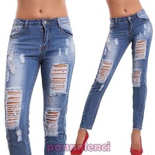 Jeans donna pantaloni STRAPPI aderenti slim sigaretta stonewashed nuovi 1986-MOD