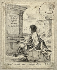 Frontespizio Stefano Della Incisione Acqua Forte Diversis Testato Figure 1650