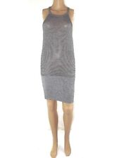 Mixeri Abito Mini Donna Taglia S Small Grigio Schiena Nuda Argento Glitter