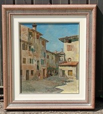 Dipinto olio su compensato firma in basso