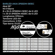 KIT 9 BARRE STRIP LED TV AKAI JS-D-JP55DM-A62EC/C61EC 55DM1000/300MA