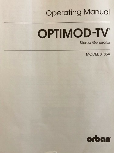 Manuale orban optimod 8185a - orban,