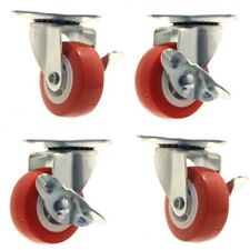 SET 4 RUOTE 1,5"- 35mm PIROETTANTI A 360° CON PIASTRA DI FISSAGGIO E BLOCCAGGIO