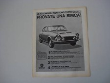 advertising Pubblicità 1969 SIMCA COUPE' 1200 S