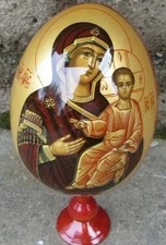 GRANDE UOVO ICONA DIPINTO A MANO RUSSIA ALTO 21 CM.