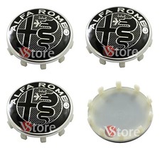 4 Tappi ALFA ROMEO Giulietta 159 146 157  Fregi CERCHI 60mm Coprimozzo New Black