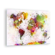 Quadro su Vetro 70x50cm mappa mondo moderno Stampe Immagini Moderni Murale