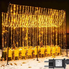 Tenda Luminosa 600 LED Luci Natale Esterno Cascata, 6X3M Tenda Luci Impermeabili
