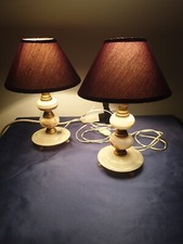 Coppia Lampada da Tavolo In Onice E Ottone Abat-jour Con Piedi Leonini Vintage