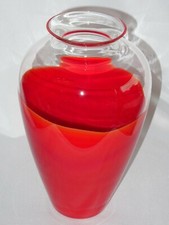 EFFE TRE MURANO  VASO IN VETRO BICOLORE .  FIRMATO AD ACIDO SUL FONDO.