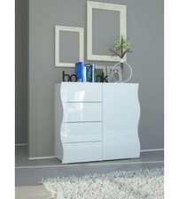 Web Furniture Mobile Onda Bianco Lucido 1 Anta 4 Cassetti - Design Moderno - 81h