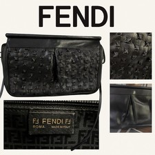 Fendi Vintage Anni ’70/’80 – Borsa a spalla in pelle intrecciata nera