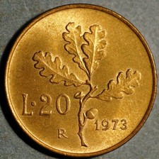 Italia 20 Lire 1973 KM# 97