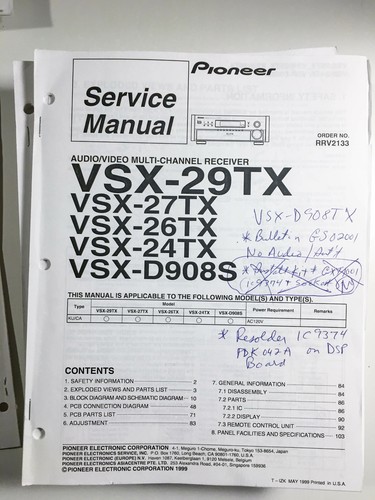 Pioneer vsx 29tx 27tx - vsx, -26tx