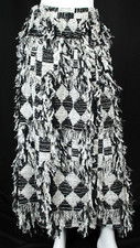 Maxi gonna CHANEL $21.500 2021 21A bianco e nero a quadri tweed con frange in pizzo 38