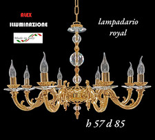 LAMPADARIO 8 LUCI ROYAL CLASSICO SOSPENSIONE ARTIGIANALE ORO FRANCESE