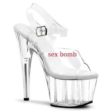Sexy SANDALI tacco 18 TRASPARENTE plateau cinturino scarpe GLAMOUR club disco