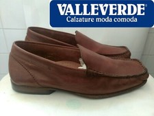 Valleverde Mocassino Scarpa Uomo Cucito a Mano Pelle Marrone ITALY N°39 Nuovo 