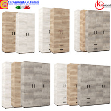 Armadio Moderno Camera Da Letto Soggiorno Bianco Rovere 2 3 4 Ante + 2 Cassetti