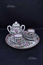 Servizio Ceramica Cinese Verde Rosa Da Caffè Per 2 Persone Con Zuccheriera E Pi