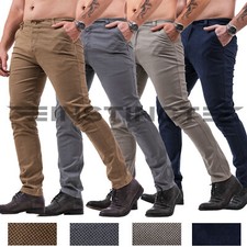 Pantaloni Uomo Chino Slim Fit Elasticizzati Eleganti Moderno Coton MICROFANTASIA