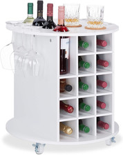 Mobile Portabottiglie Vino Con Ruote Piroettanti, 6 Portabicchieri, Scaffale per