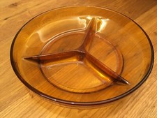 PIATTO VETRO GIALLO DA APERITIVO PER SOTTOLIO OLIVE SALAMOIE VINTAGE ANNI 70