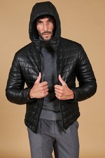 Piumino Vera Pelle Nero Uomo