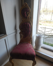 POLTRONA STILE BAROCCO  STOFFA ROSSA DAMASCATA  SEDUTA DORATA