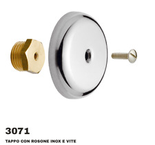 TAPPO COPRIFORO IN OTTONE CON ROSETTA ROSONE E VITE DA 1/2