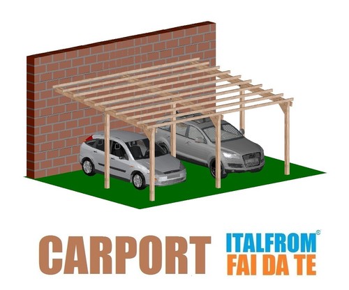 Carport addossato legno x - legno, 5