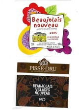 2 Etiquettes de VIN beaujolais