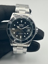 orologio meccanico uomo automatico con datario e ghiera girevole quadrante nero