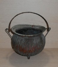 VECCHIO PORTA VASO SOTTOVASO BRACIERE RAME MANICO RETRO VINTAGE EPOCA PRIMI '900