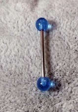 PIERCING BARBELL EAR 1,2 MM CELESTE LIGHT BLUE FLUORESCENT 316L SURGICAL STELL